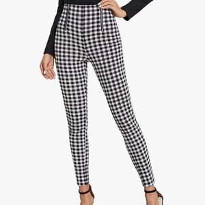 black + white gingham pants